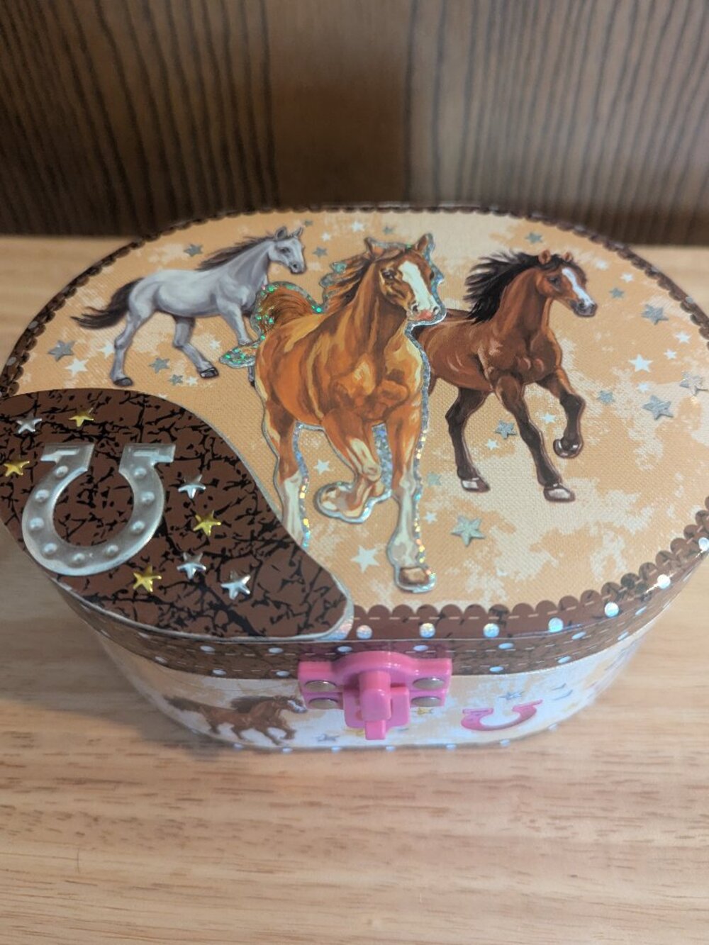 Horses Country Western Bling Children's Musical Rotating Jewelry Box -Hot Focus